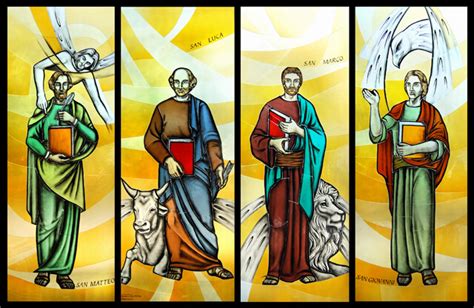 Quattro evangelisti con simboli cristiani