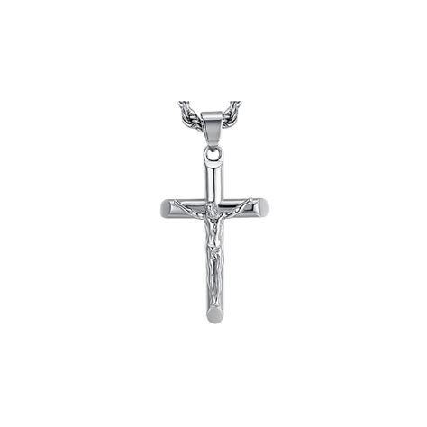 Collana crocifisso tridimensionale acciaio
