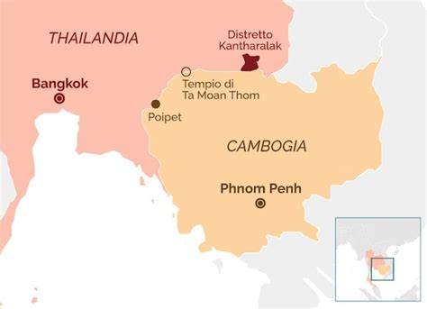 Mappa del confine Thailandia Cambogia