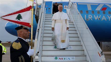Arrivo Leone XIV aeroporto Beirut Libano