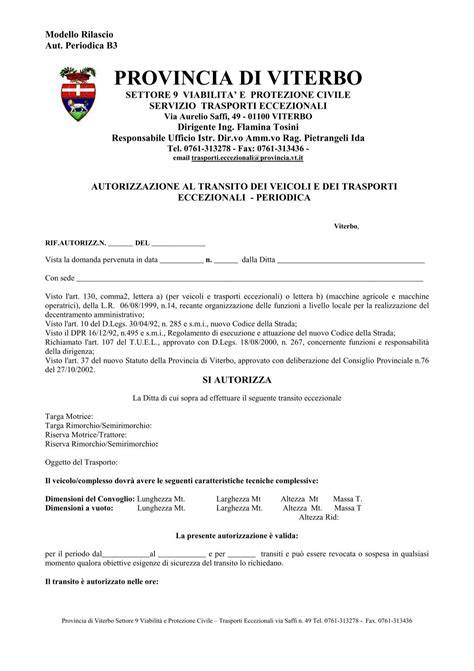 Autorizzazione trasporti eccezionali Viterbo