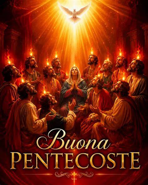 La Pentecoste con vento fuoco e lingue