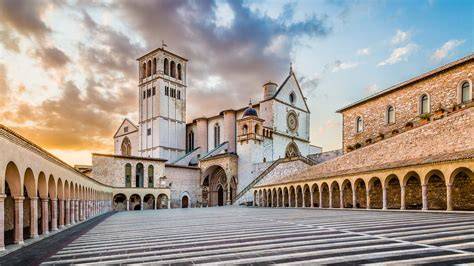 Assisi basilica e paesaggio umbro