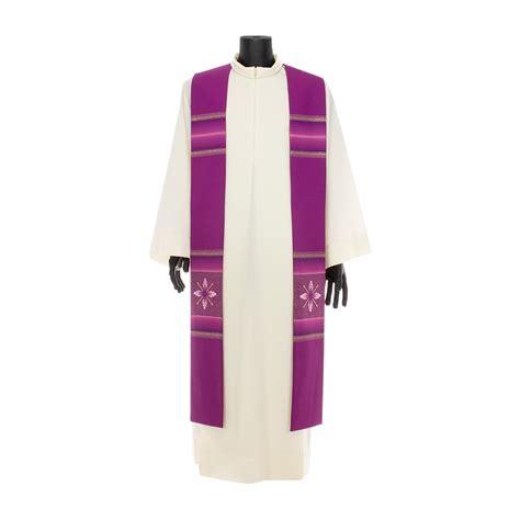Stola liturgica rigata con croce ricamata