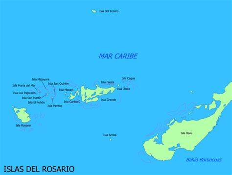 Mappa delle Isole del Rosario Colombia