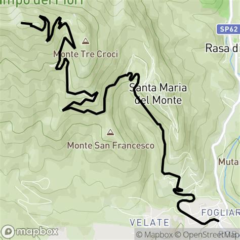 Mappa degli itinerari del Sacro Monte