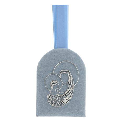 Medaglione Immacolata in alluminio azzurro