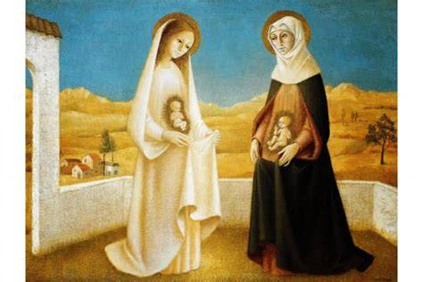 Maria incontra Elisabetta illustrazione bambini