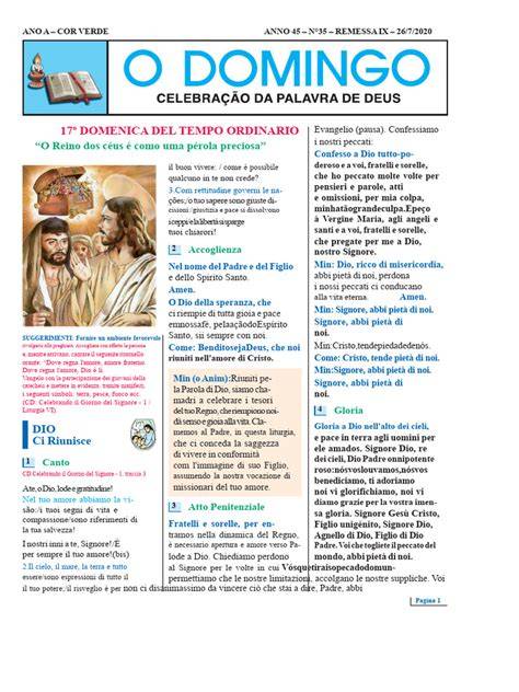 Foglio liturgico domenicale per fedeli