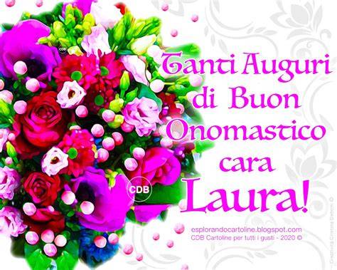 Buon onomastico Laura con fiori