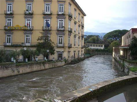 Veduta storica di Scafati sul fiume Sarno