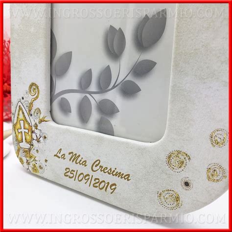 cornice portafoto simboli Cresima mitra bastone