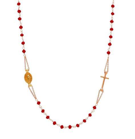 collana rosario cristalli croce medaglia