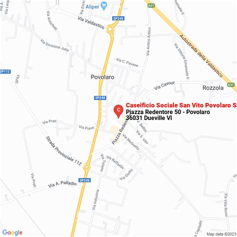 Mappa di Piazza Redentore Povolaro Dueville