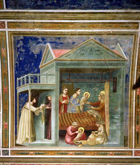 Nascita della Vergine Giotto neonata fasciata