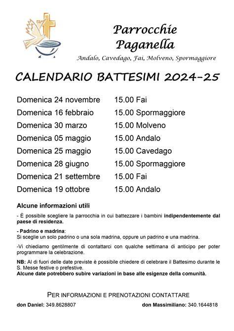 Calendario battesimi parrocchie Appiano Gentile
