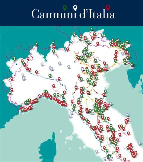mappa dei principali cammini italiani