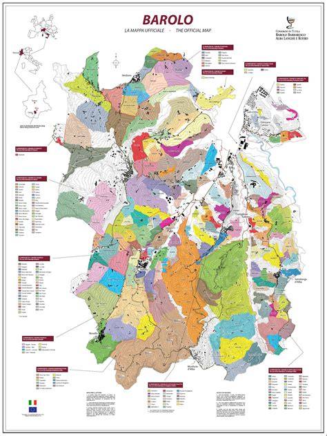 Mappa delle Langhe e dei comuni del Barolo