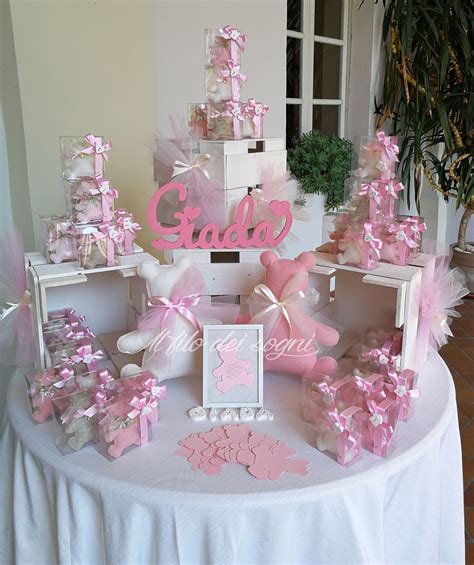 tavolo confettata torta bomboniere battesimo