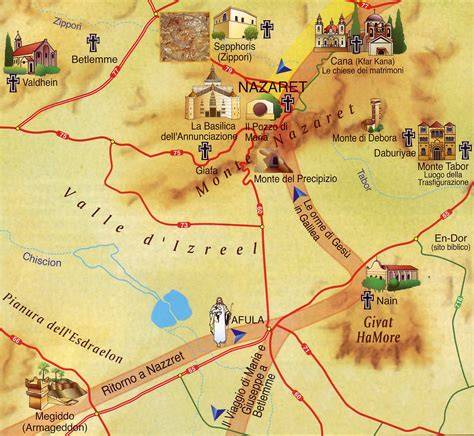 Mappa del viaggio da Nazareth a Betlemme