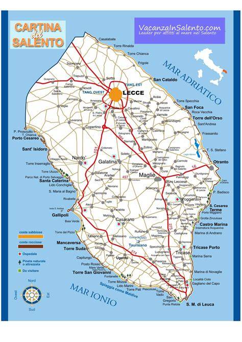 Cartina del litorale ionico salentino