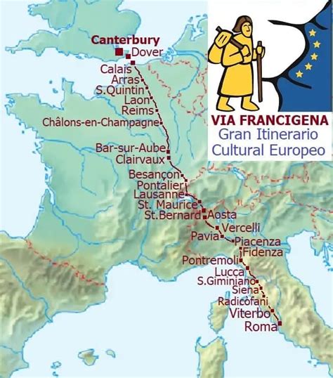 itinerari sindonici Via Francigena mappa