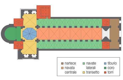 Interno a tre navate della chiesa