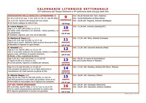 Calendario liturgico battesimo domenica sabato