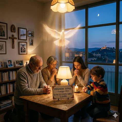 Famiglia raccolta in preghiera serale
