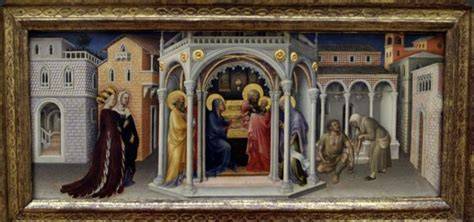 Presentazione al tempio predella Louvre Uffizi