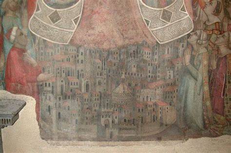 Affresco Madonna della Misericordia con veduta di Firenze