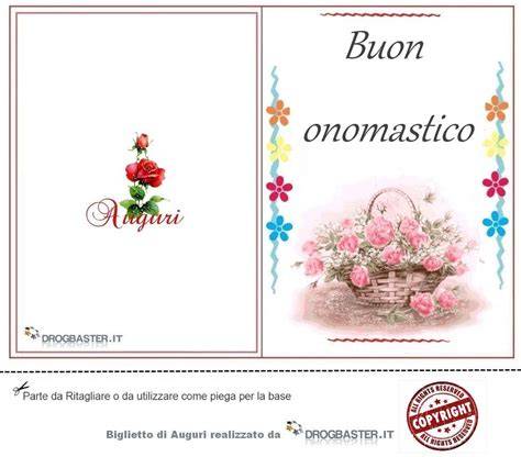 Biglietto buon onomastico da colorare