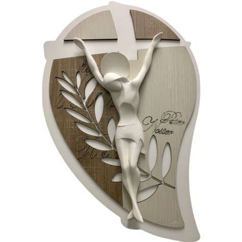 crocifisso in legno bicolore da parete