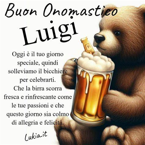 Orsacchiotto brinda buon onomastico Luigi