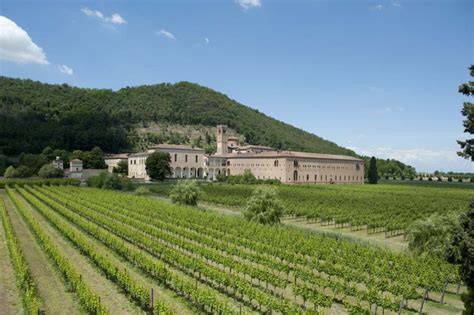 Antica abbazia benedettina tra vigneti piemontesi