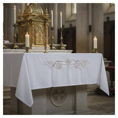 ricamo croce spighe tovaglia altare