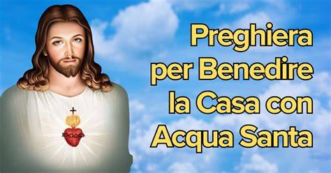 Prete benedice una casa con acqua santa