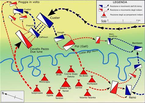 Mappa della battaglia di Little Bighorn
