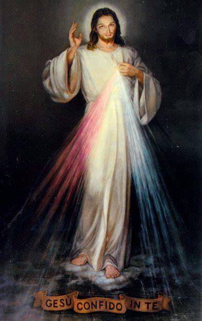 Immagine di Gesù Misericordioso raggi rossi bianchi