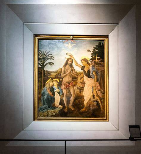 Verrocchio Leonardo Battesimo Cristo Uffizi