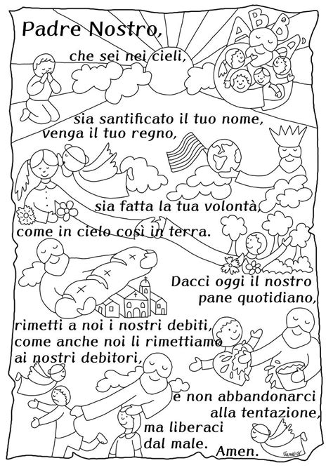 Otto vignette da colorare sul Padre Nostro