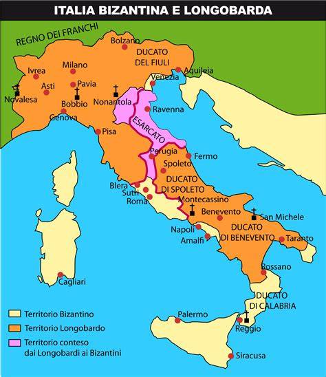 Italia altomedievale territori bizantini longobardi