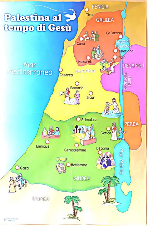 Cartina dei luoghi cristiani in Terra Santa