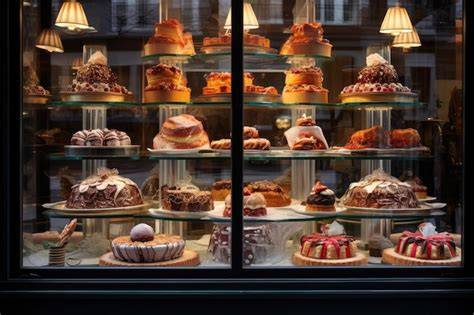 vetrina di pasticceria con dolci freschi