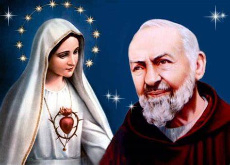 Padre Pio e Madonna con rosario