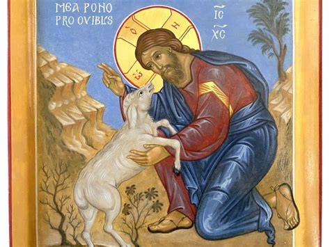 Gesù Buon Pastore con pecora smarrita