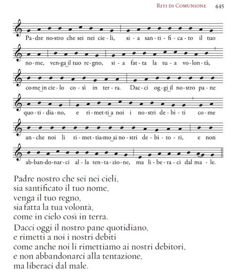 partitura gregoriana del Padre nostro