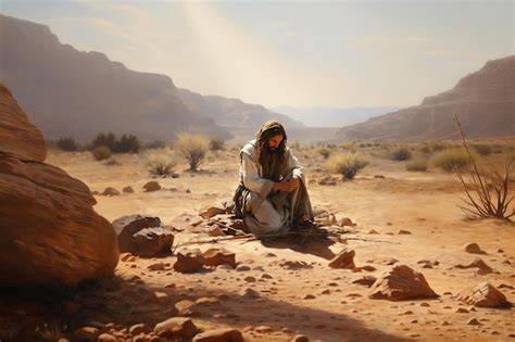 Gesù nel deserto durante la tentazione