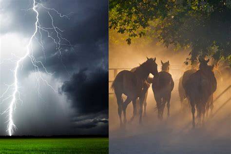 Tempesta e cavalli nella campagna bavarese